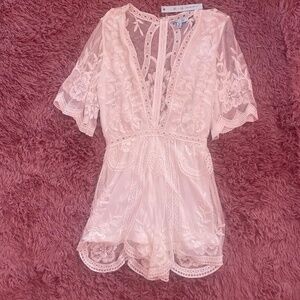 She and Sky White Romper Small New